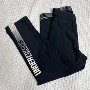 Under Armour heat gear capri Leggings LOGO BlacK Women's Small